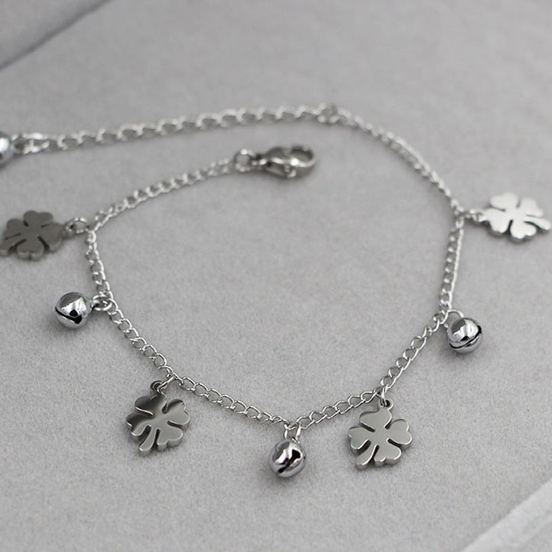 Titanium Steel Flower Bell Anklet Gold Rose Gold Jewelry