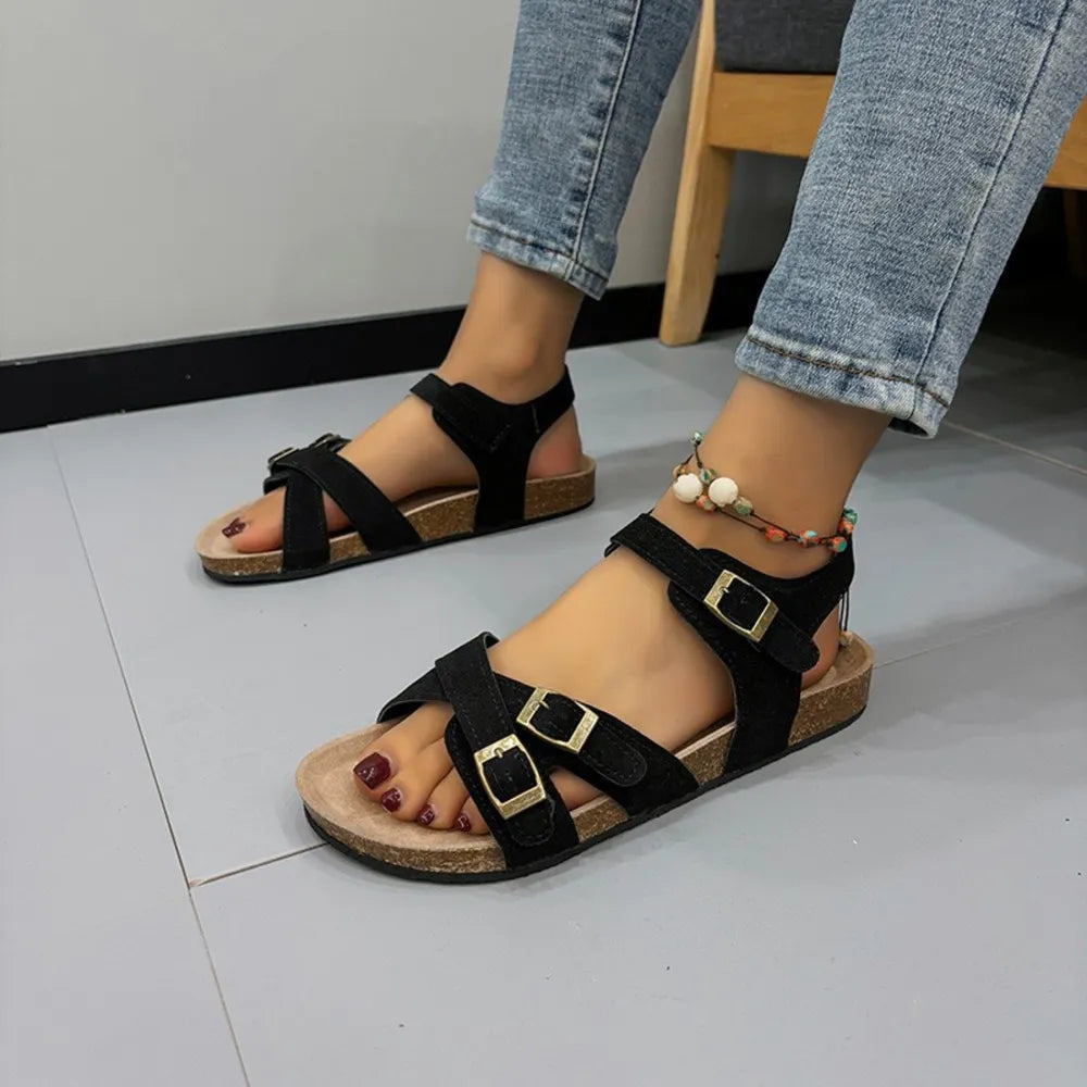 Open Toe Flat Buckle Sandals for Everyday Comfort Style