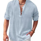 Men's Plus Size Half Button Long Sleeve Shirt