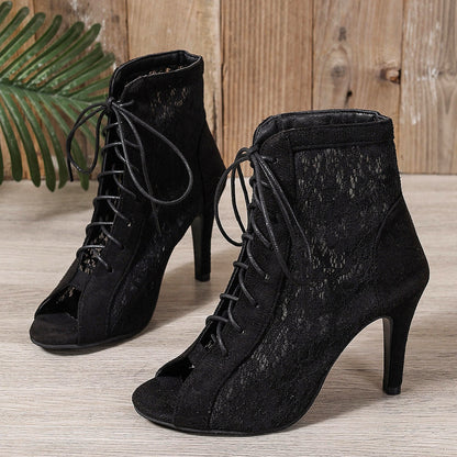 Hollow Open Toe Ultra-High Heel Sandal Boots Women