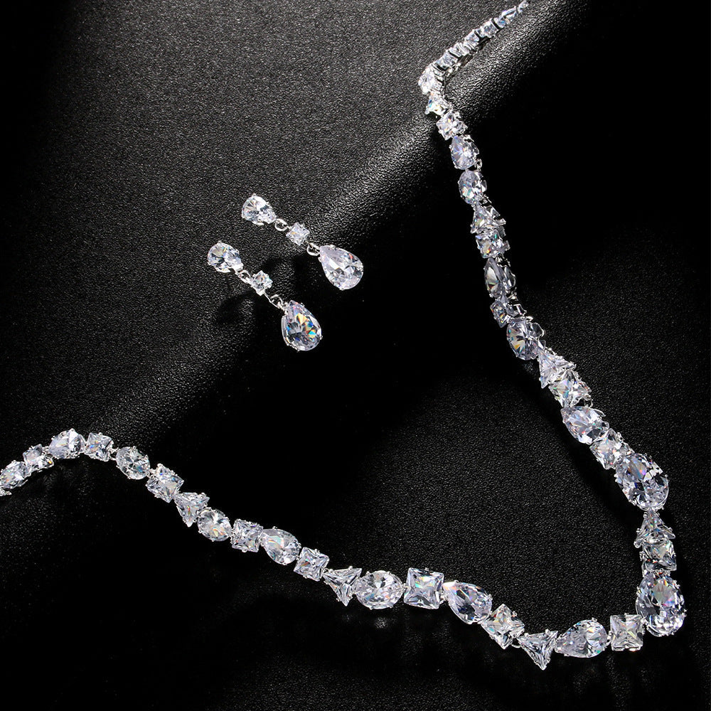 Simple Bridal Necklace and Earring Wedding Jewelry Set