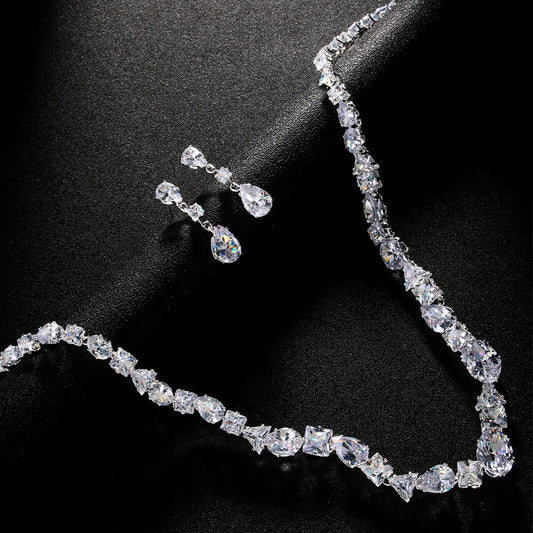 Simple Bridal Necklace and Earring Wedding Jewelry Set