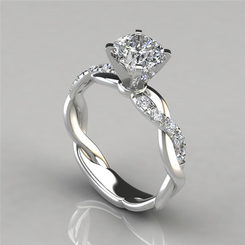 18K Rose Gold Plated Two-Tone Princess Diamond Ring