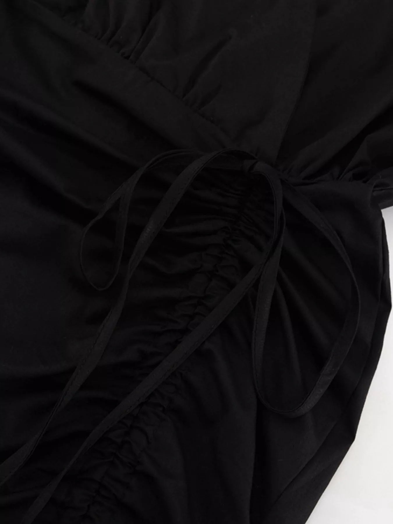 Ruffled Hem Ruched Puff Sleeve Mini Dress Women