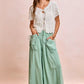 BiBi Front Bow Tie Detail Pointelle Knit Top