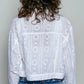 Eyelet Textured Cotton Cropped Button Front Jacket
