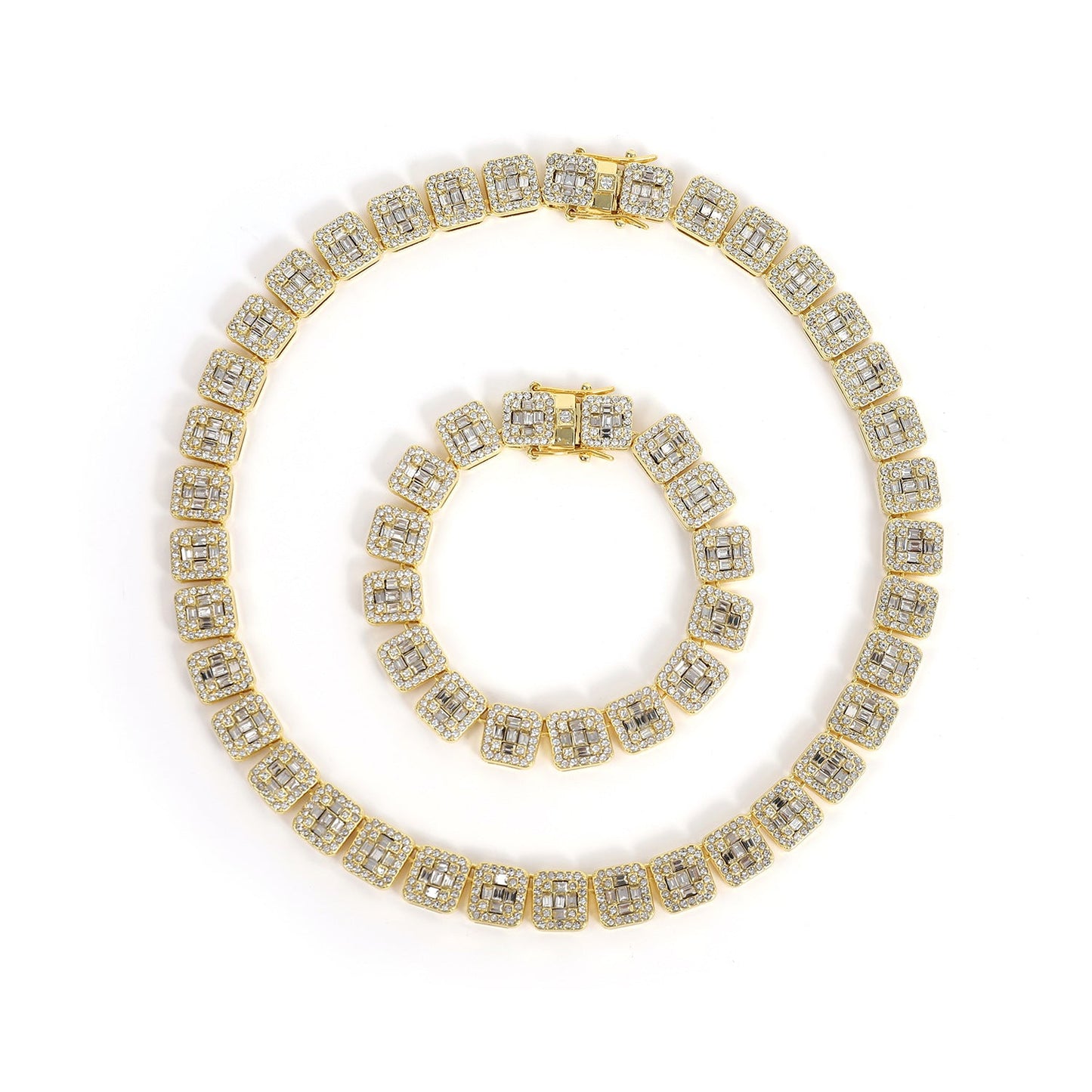 13mm Cuban Link Chain Necklace Bracelet Hip-Hop Jewelry