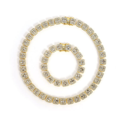 13mm Cuban Link Chain Necklace Bracelet Hip-Hop Jewelry