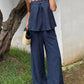 Lace Trim Cami and Wide-Leg Pants Set