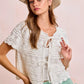 BiBi Front Bow Tie Detail Pointelle Knit Top