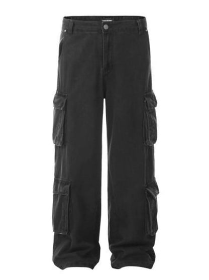 Men's Multi-Pocket Cargo Jeans for Casual Utility Style