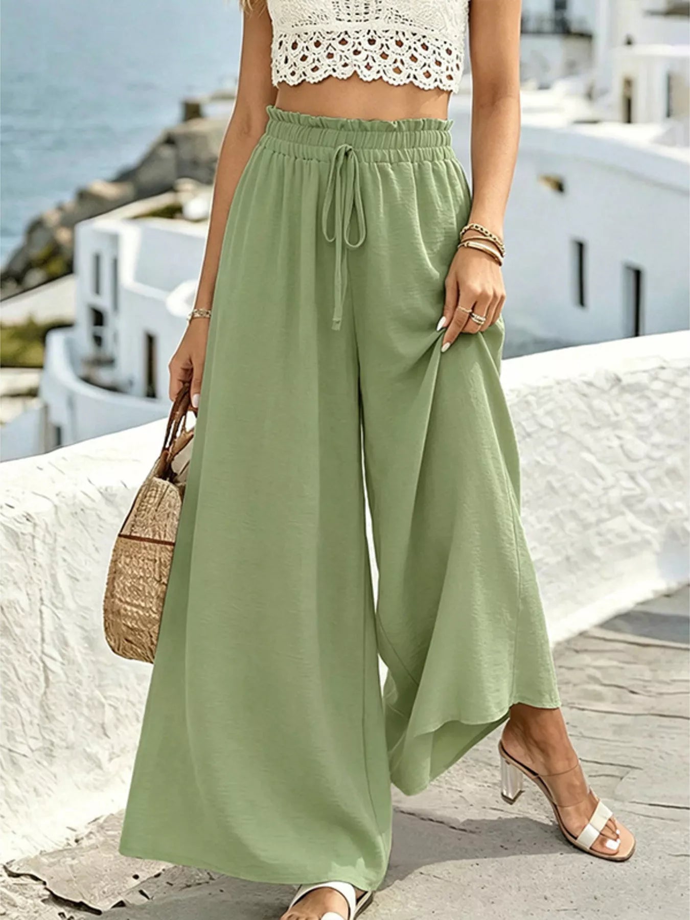 Wide Leg Drawstring Pants for Comfortable Casual Everyday Wear