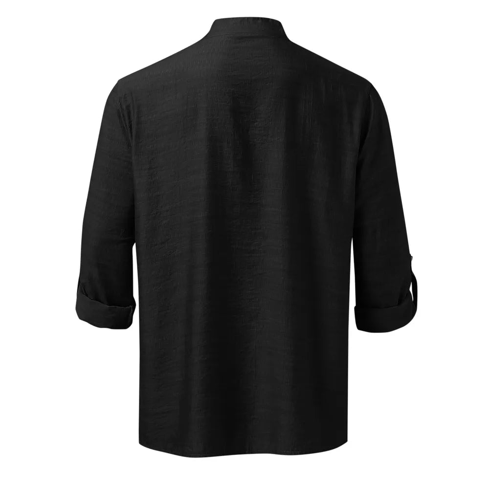 Men's Plus Size Half Button Long Sleeve Shirt