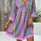 Printed V-Neck A-Line Dress for Everyday Casual Wear