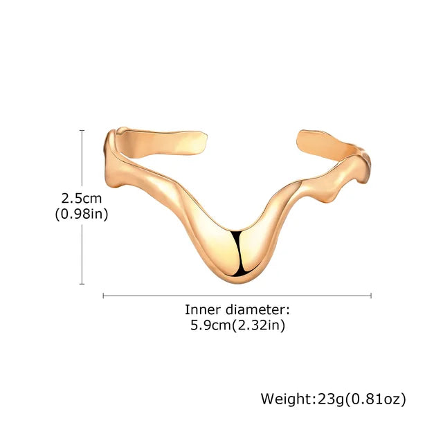 Punk Wave Adjustable Open Cuff Bangle Bracelet for Women