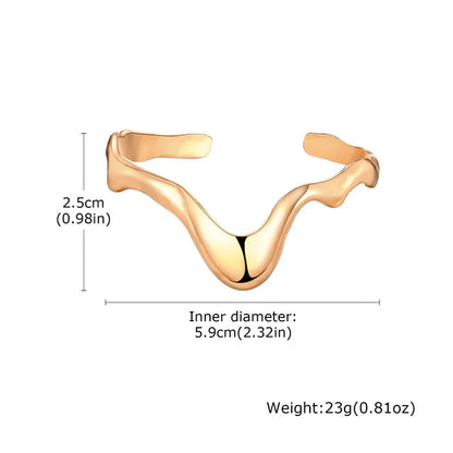 Punk Wave Adjustable Open Cuff Bangle Bracelet for Women