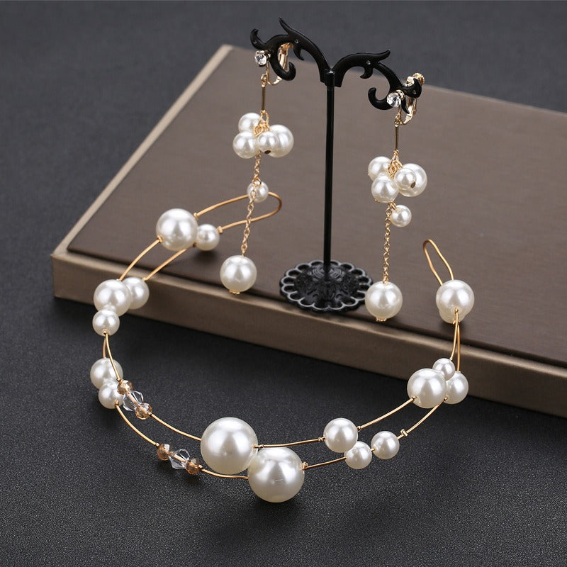 Bride Pearl Headwear Handmade Beaded Wedding Hair Accessory