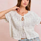 BiBi Front Bow Tie Detail Pointelle Knit Top