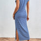 Striped Tie Waist Midi Dress Casual Women's Fashion