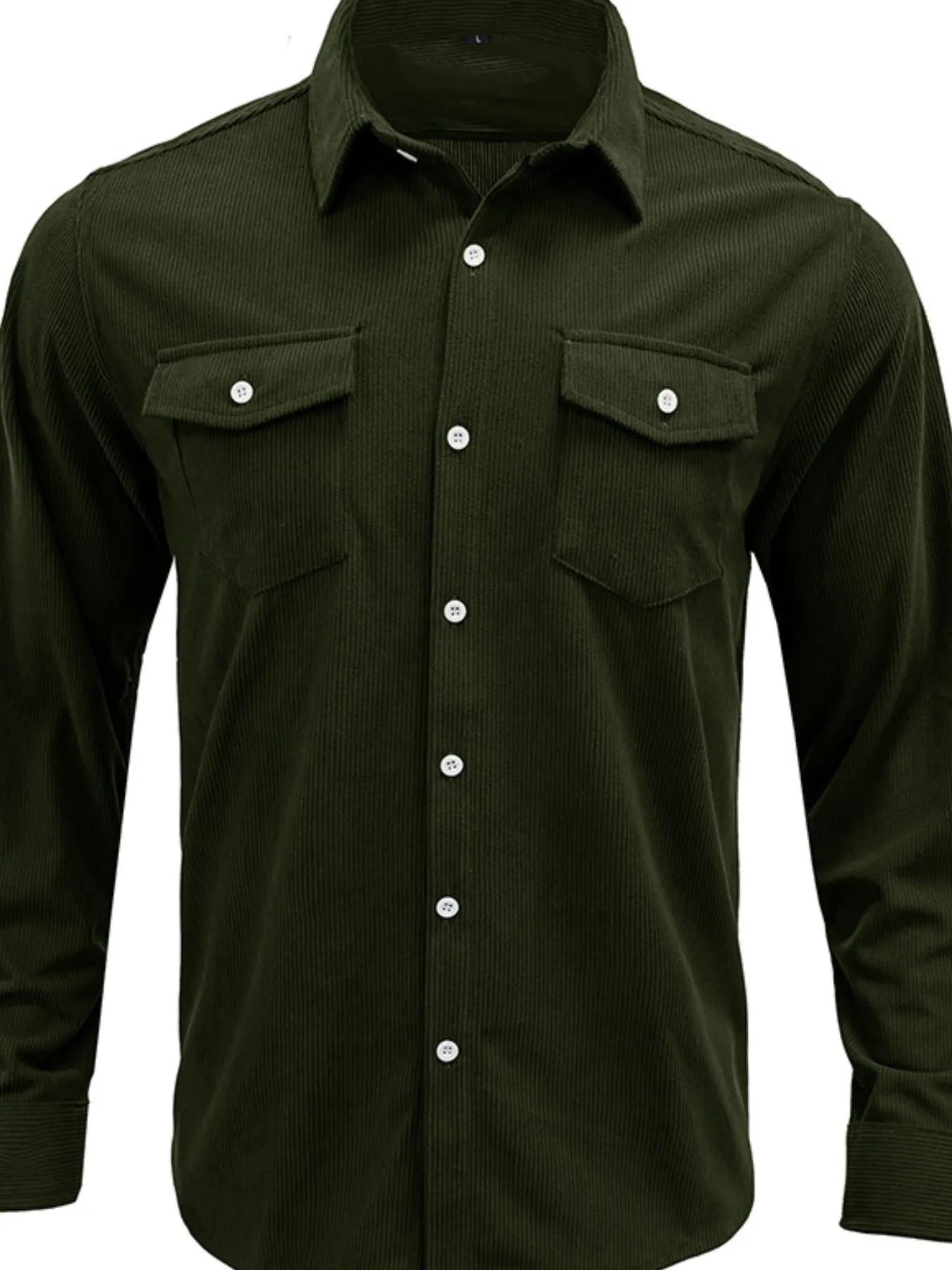 Men's Casual Corduroy Button Down Shacket Jacket