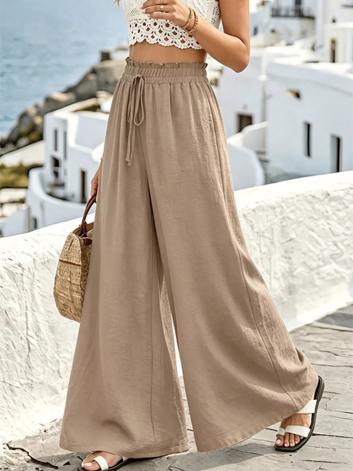 Wide Leg Drawstring Pants for Comfortable Casual Everyday Wear