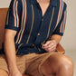 Men's Plus Size Striped Collared Short Sleeve Shirt