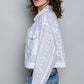Eyelet Textured Cotton Cropped Button Front Jacket