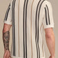 Men's Plus Size Striped Collared Short Sleeve Shirt