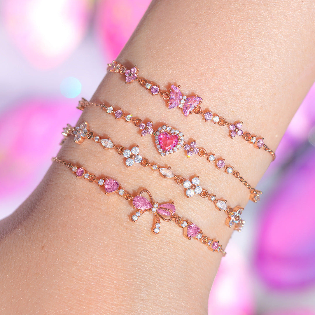Cute Zircon Butterfly Love Bracelet Women's Fashion Jewelry Gift