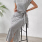 Striped Tie Waist Midi Dress Casual Women's Fashion