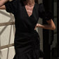 Ruffled Hem Ruched Puff Sleeve Mini Dress Women