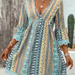 Printed V-Neck A-Line Dress for Everyday Casual Wear