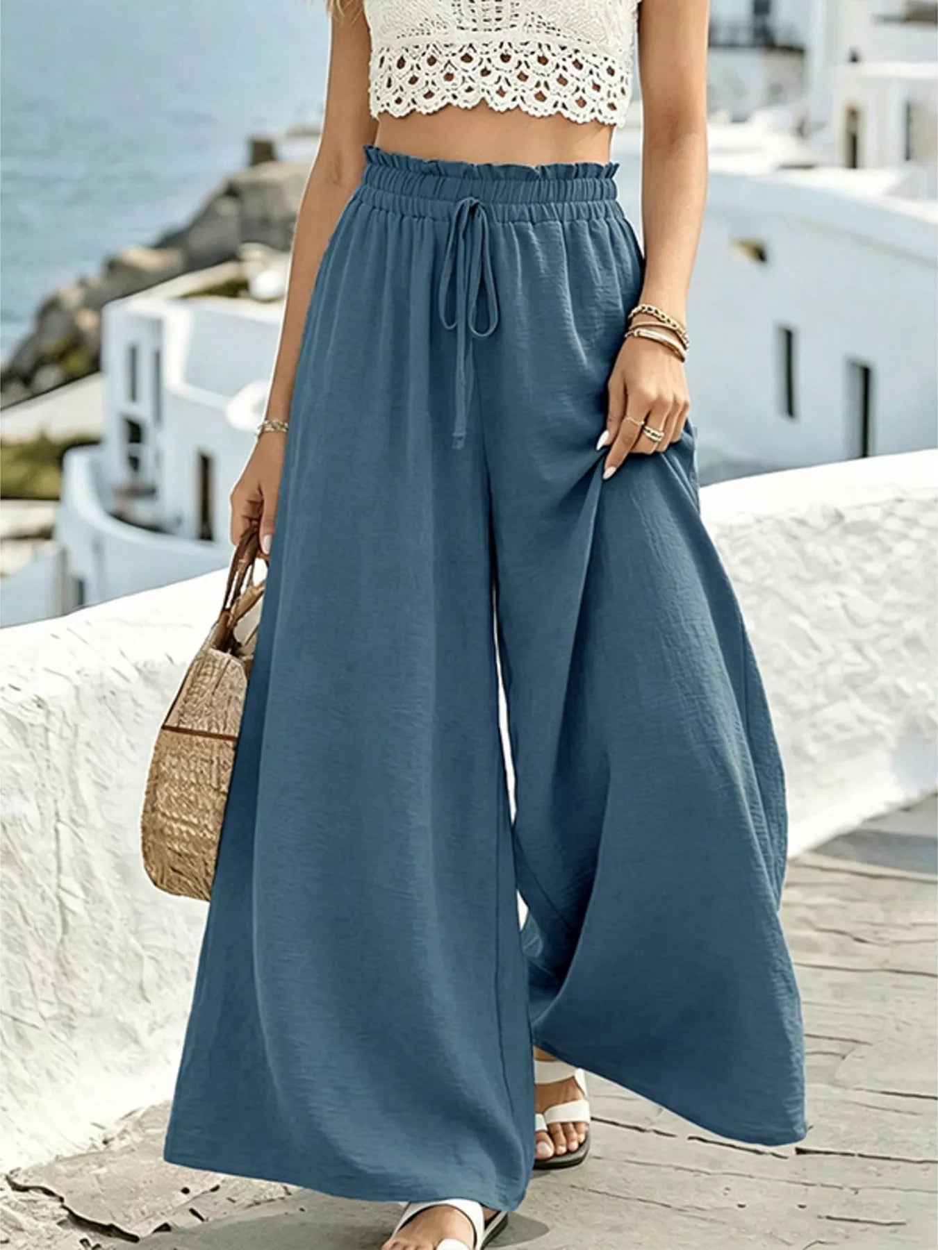 Wide Leg Drawstring Pants for Comfortable Casual Everyday Wear
