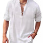 Men's Plus Size Half Button Long Sleeve Shirt