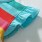 Children's Colorful Striped Ruffle Sleeve Dress
