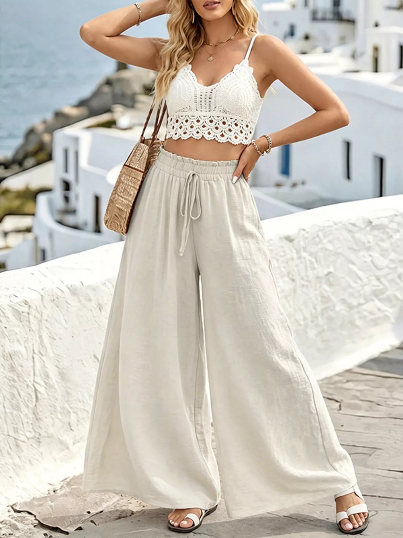 Wide Leg Drawstring Pants for Comfortable Casual Everyday Wear