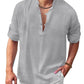 Men's Plus Size Half Button Long Sleeve Shirt