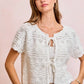 BiBi Front Bow Tie Detail Pointelle Knit Top