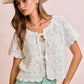 BiBi Front Bow Tie Detail Pointelle Knit Top