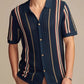 Men's Plus Size Striped Collared Short Sleeve Shirt