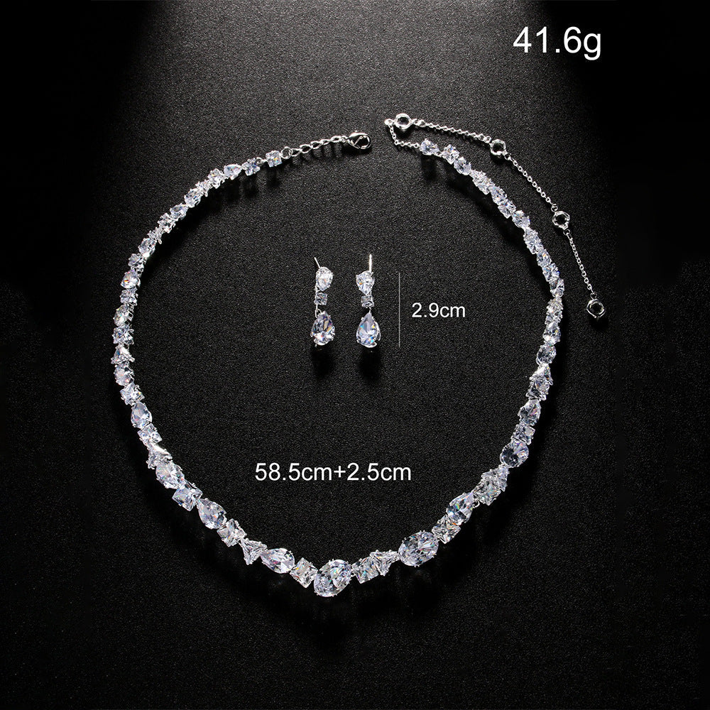 Simple Bridal Necklace and Earring Wedding Jewelry Set