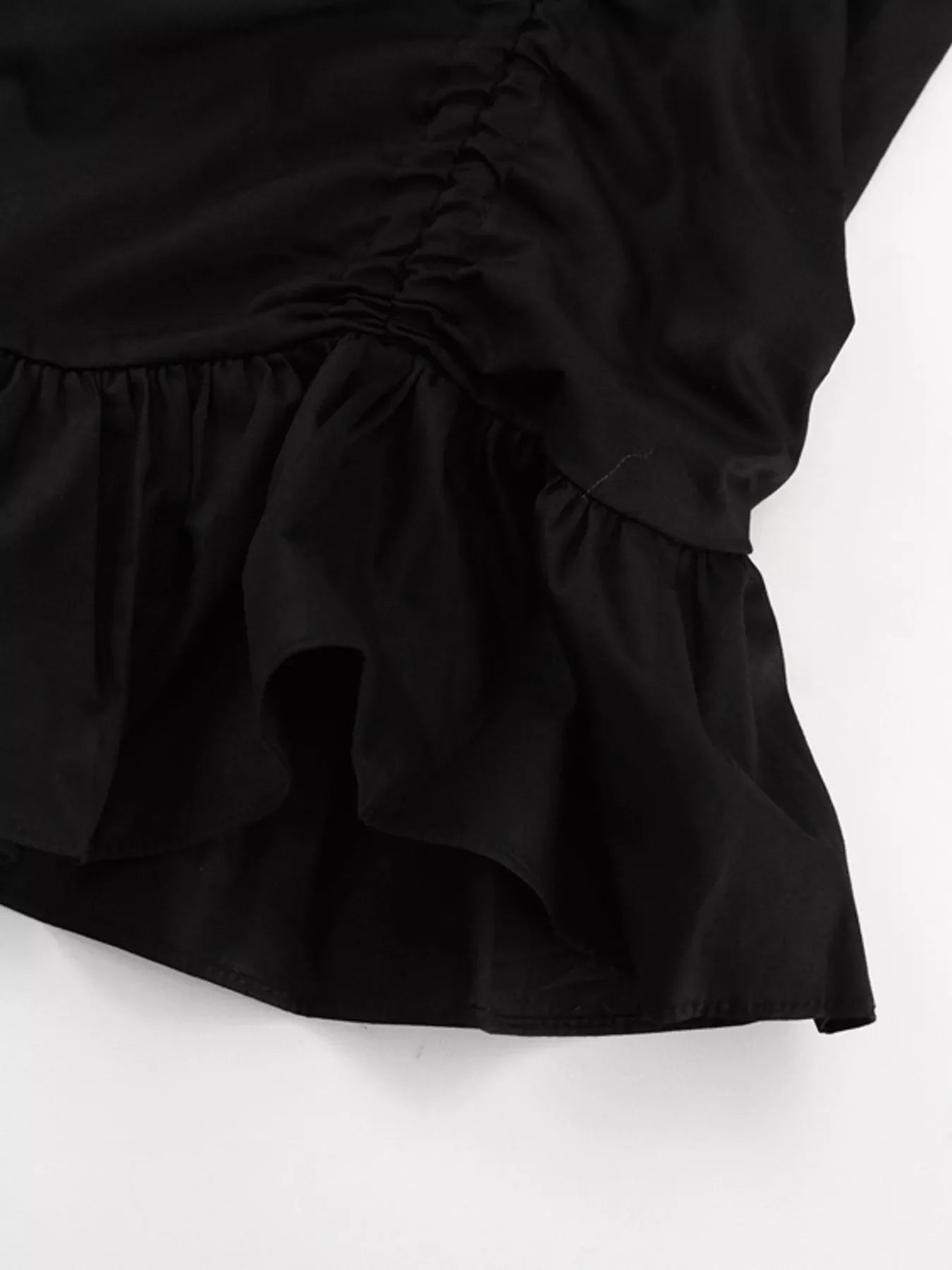 Ruffled Hem Ruched Puff Sleeve Mini Dress Women
