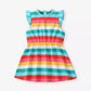 Children's Colorful Striped Ruffle Sleeve Dress
