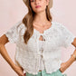 BiBi Front Bow Tie Detail Pointelle Knit Top