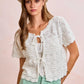 BiBi Front Bow Tie Detail Pointelle Knit Top