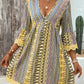 Printed V-Neck A-Line Dress for Everyday Casual Wear