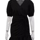 Ruffled Hem Ruched Puff Sleeve Mini Dress Women