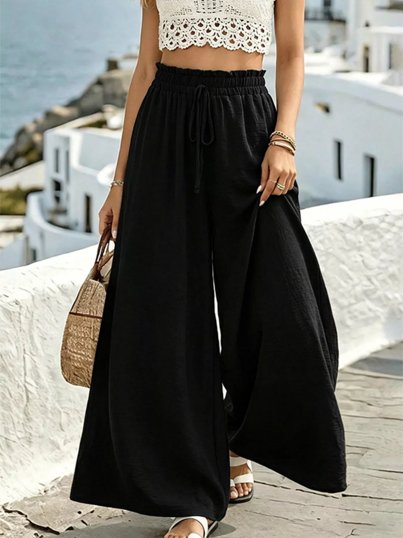Wide Leg Drawstring Pants for Comfortable Casual Everyday Wear