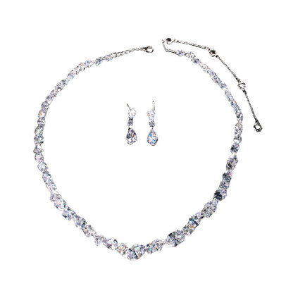 Simple Bridal Necklace and Earring Wedding Jewelry Set