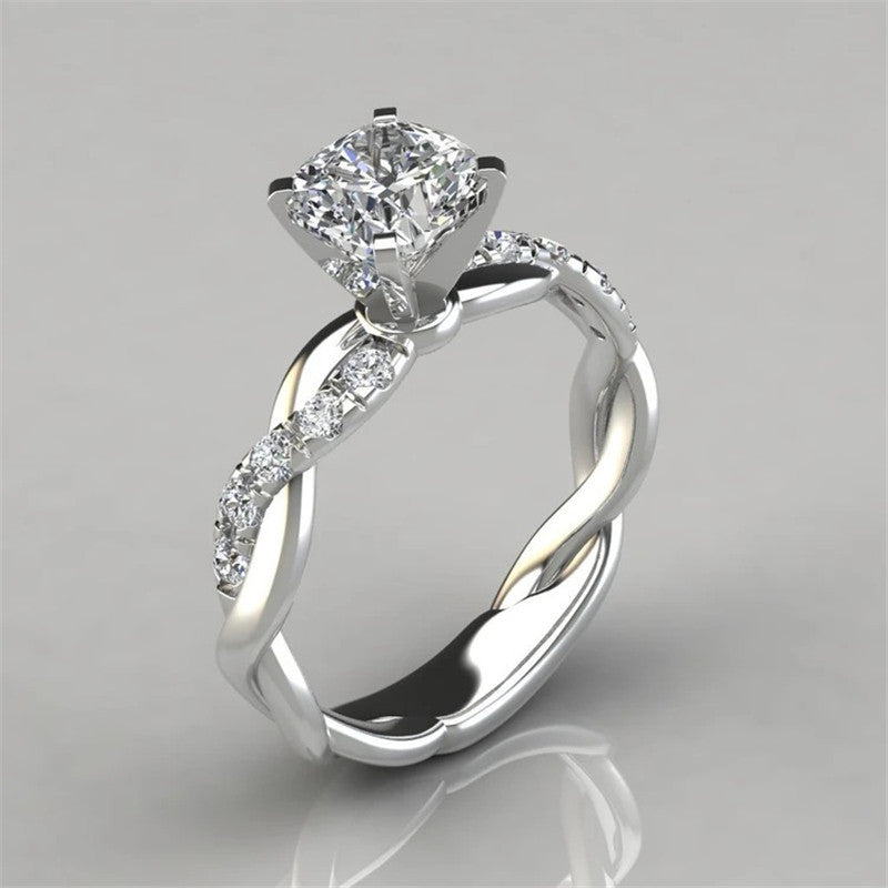 18K Rose Gold Plated Two-Tone Princess Diamond Ring